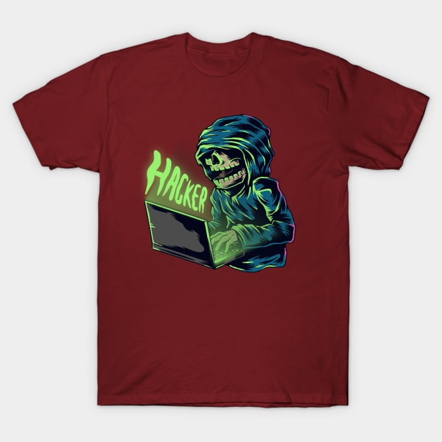 Funny Hacker illustration T-Shirt by Mako Design 